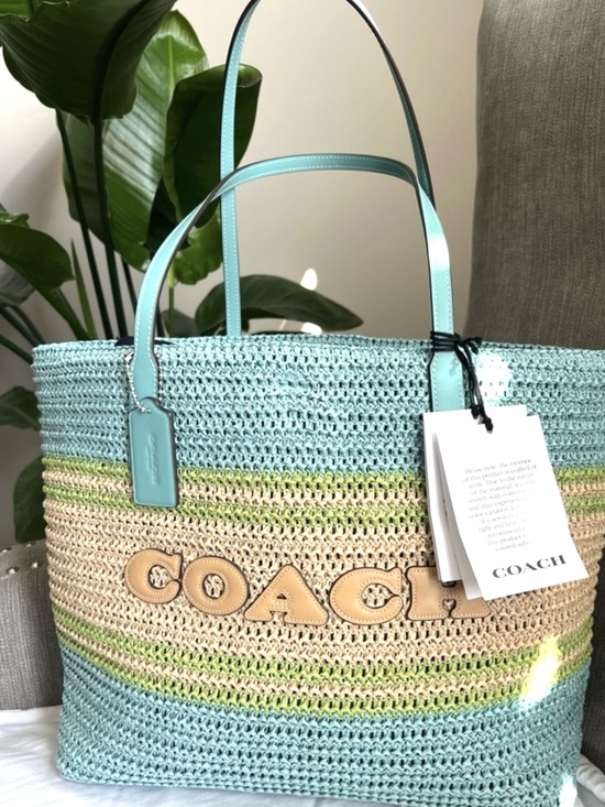 Coach Handbags - NWT Coach Straw City Tote Light Turquoise Multi-Limited seasonal release